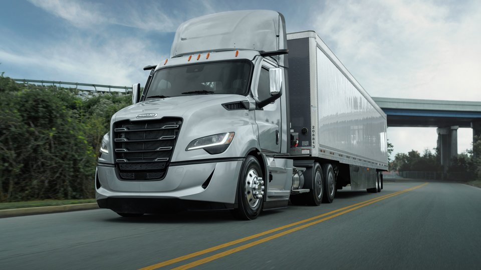 Fifth Generation Freightliner Cascadia on the road